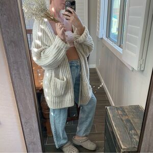 Ava & Viv Chunky Knit Cardigan Cream Buttons